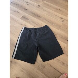 Nike Mens Athletic Shorts Black Grey Side Stripe Lime Green Swoosh Logo XL